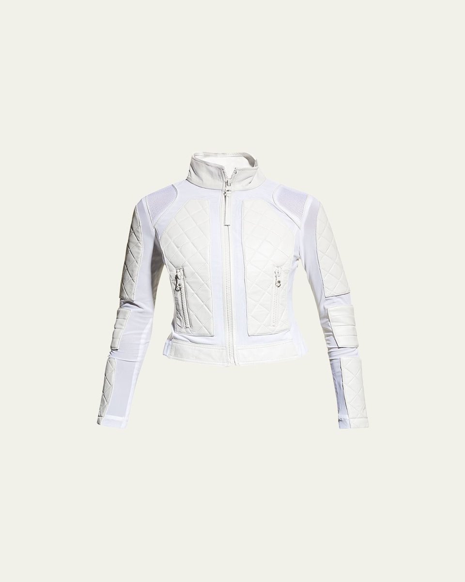 Quilted Leather & Mesh Moto Jacket
